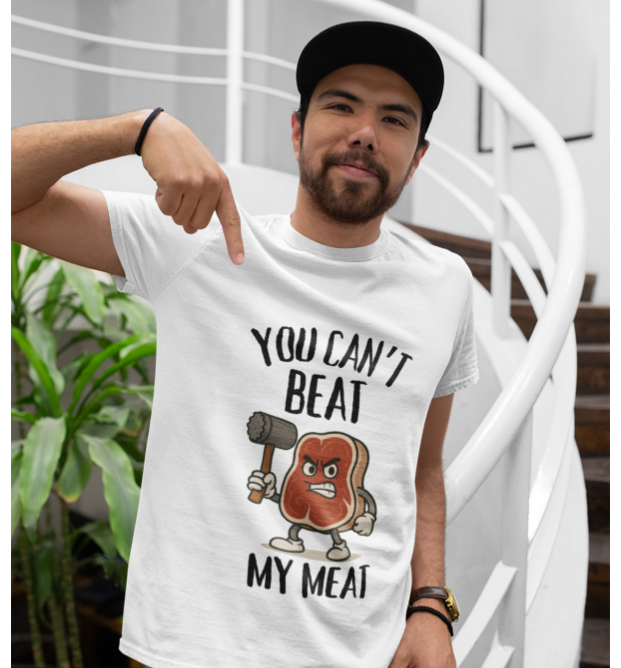 “You Can’t Beat My Meat” Funny Steak Cartoon Tee