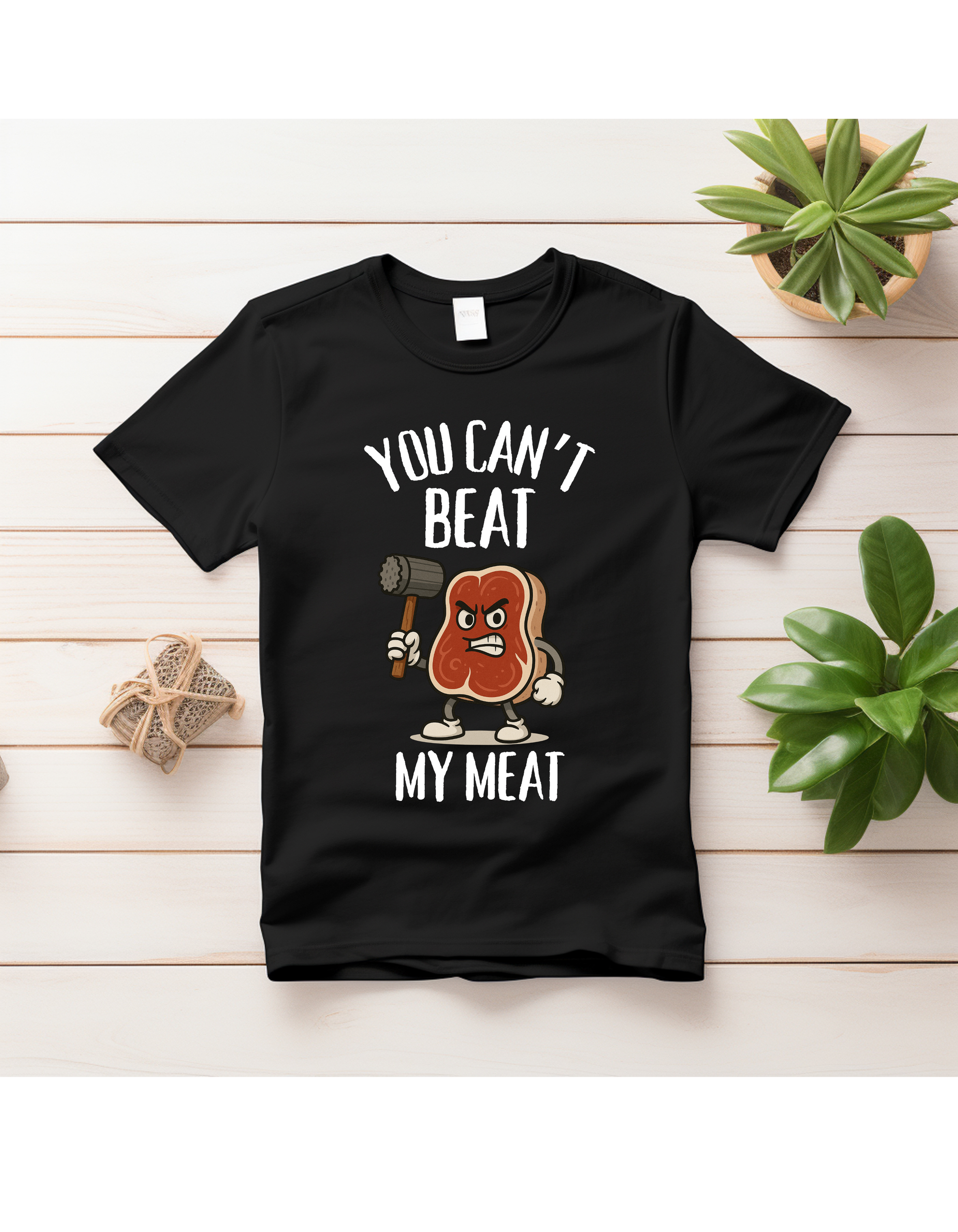 “You Can’t Beat My Meat” Funny Steak Cartoon Tee