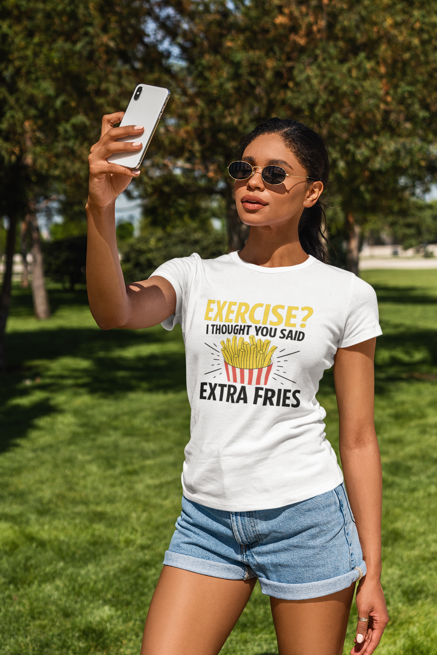Exercise? I Thought You Said Extra Fries – Funny Fitness T-Shirt