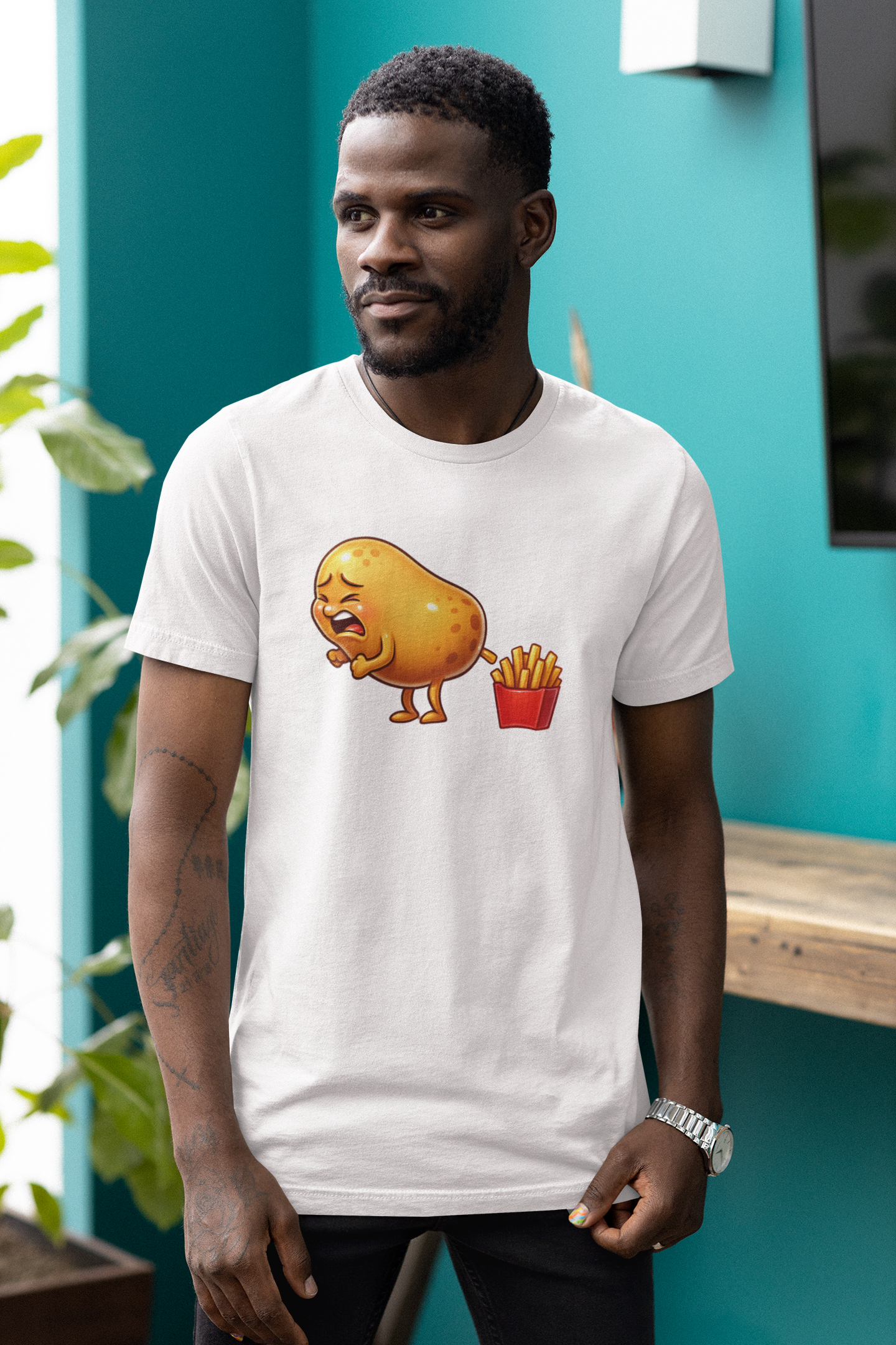 Potato Making (Pooping) Fries – Funny Foodie Cartoon T-Shirt