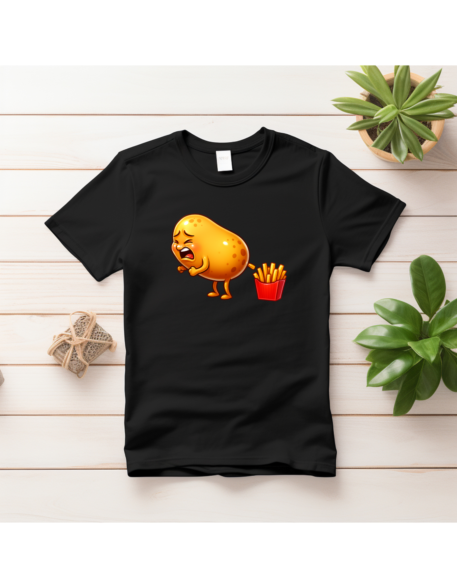 Potato Making (Pooping) Fries – Funny Foodie Cartoon T-Shirt