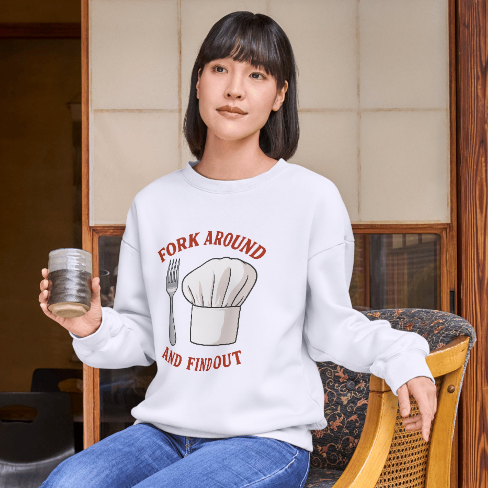 "Fork Around and Find Out" – Chef’s Warning Unisex premium crew neck sweatshirt