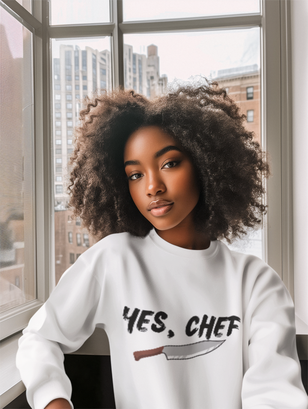 “Yes, Chef” Knife Graphic Unisex premium crew neck sweatshirt