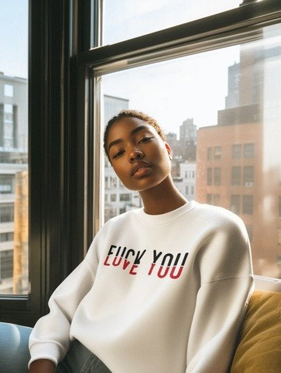 “Love You / F*ck You” Hidden Message Unisex Premium Crewneck Sweatshirt