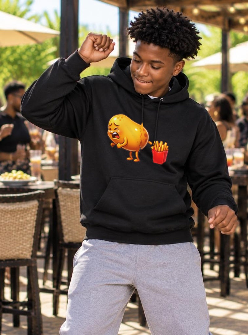 Potato Making (Pooping) Fries – Funny Foodie Cartoon Unisex Hoodie